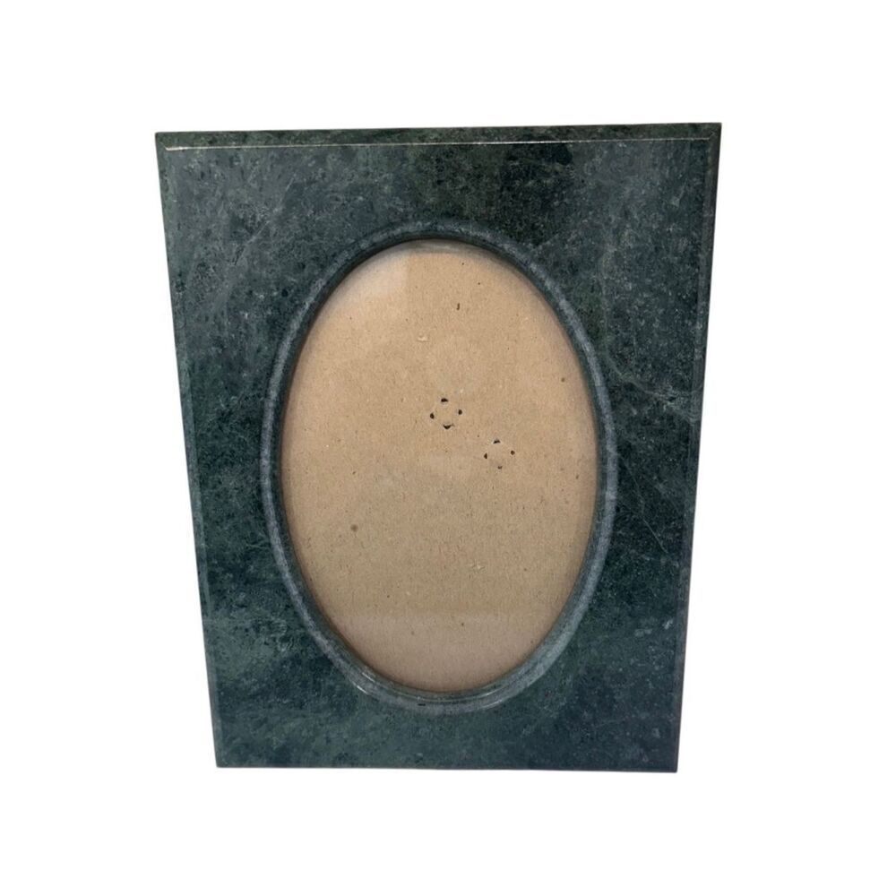 Vintage Modeled Marble Stone Picture Frame Home 7” X 9” Green Table Top